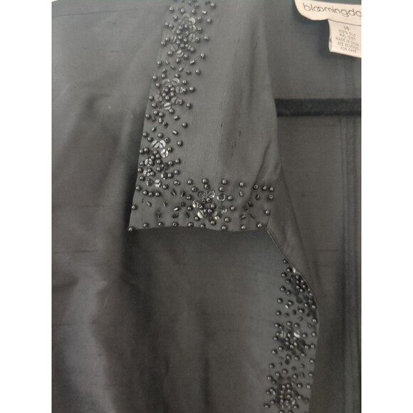 Bloomingdales Jacket Size 14 100% Black Silk Black Sequin Beads - Picture 5 of 11